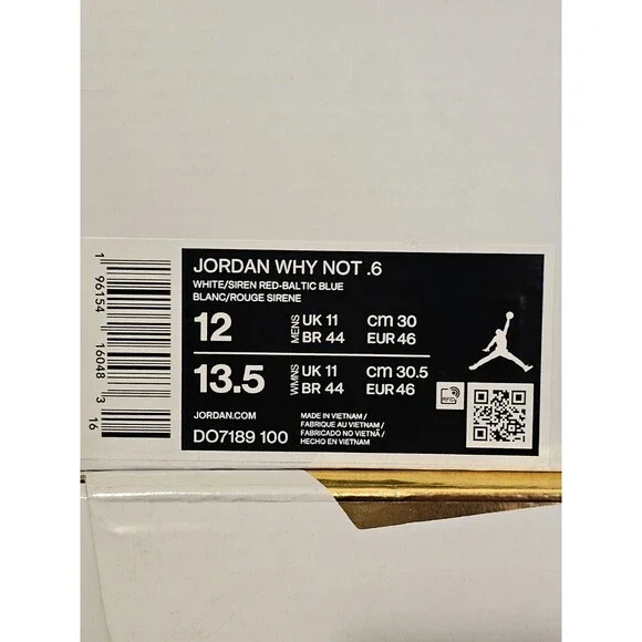 Jordan Why Not .6 White Siren Red Balktic Blue Basketball Shoes Men's Sizes 12 - Picture 10 of 11